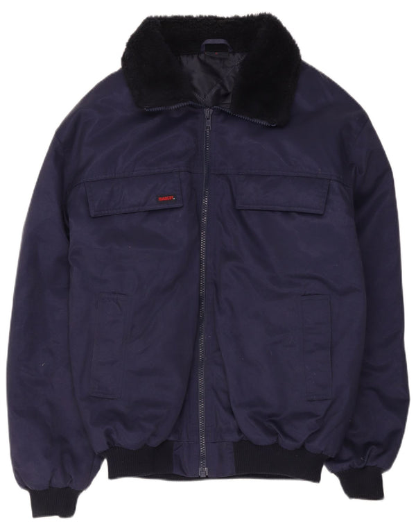 Giubbotto bomber da uomo mascotte UK 40 grande cotone color block blu navy