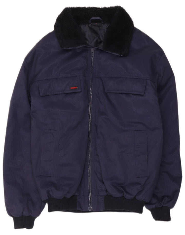Giubbotto bomber da uomo mascotte UK 40 grande cotone color block blu navy