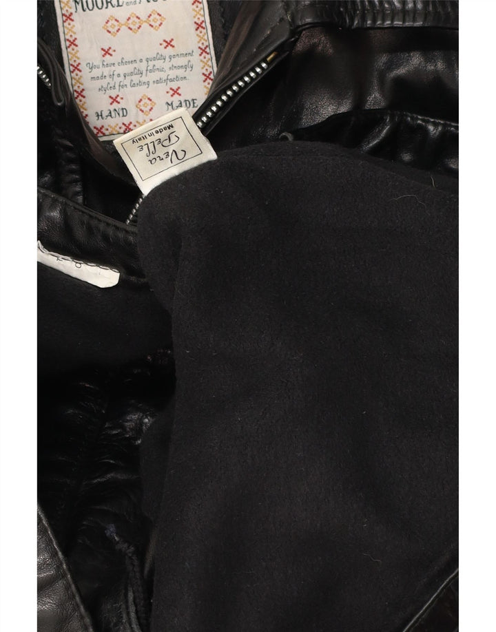 MORE & MORE Cappotto in pelle da uomo UK 40 Grande pelle nera