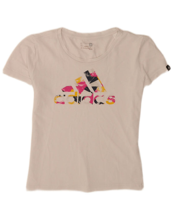 T-shirt grafica da donna Adidas Top UK 8/10 piccola in cotone bianco