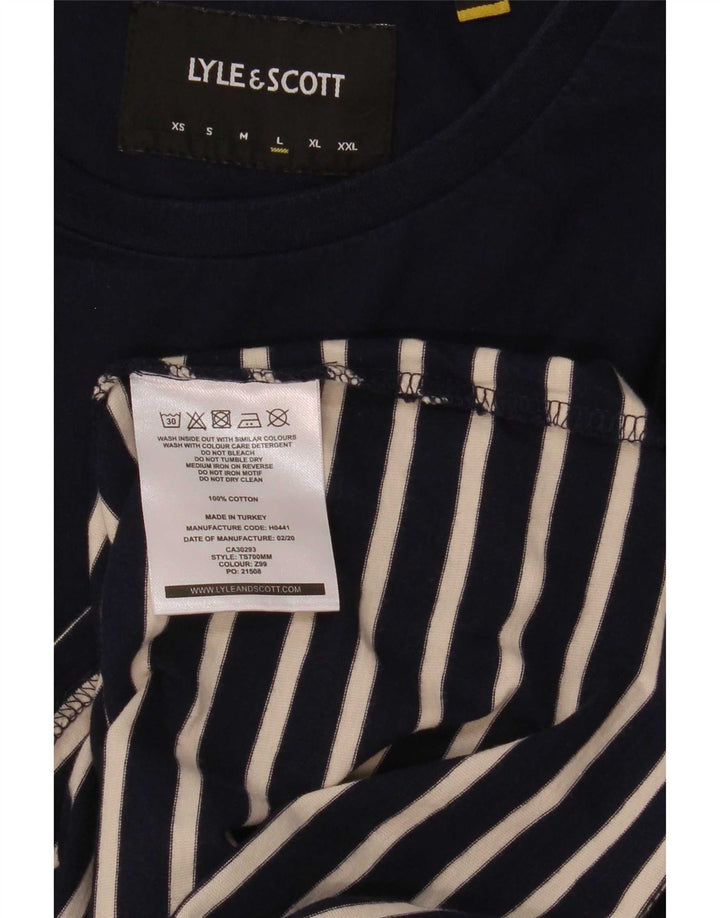 Lyle & Scott T-shirt da uomo Top grande in cotone a righe blu navy