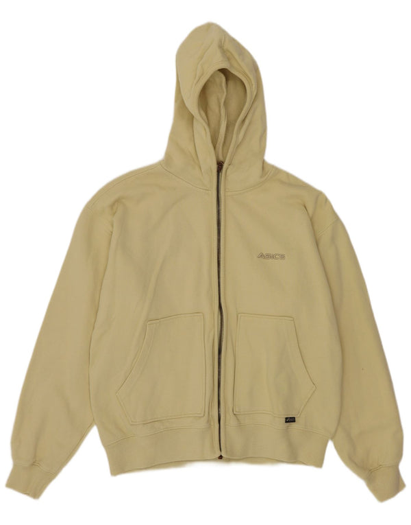 Maglione con cappuccio e zip oversize da donna Asics UK 10 piccolo in cotone giallo