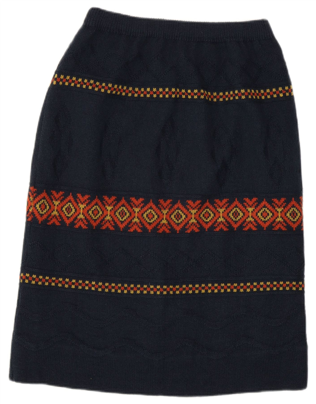 Gonna longuette da donna vintage W28 media blu navy a rombi/diamante