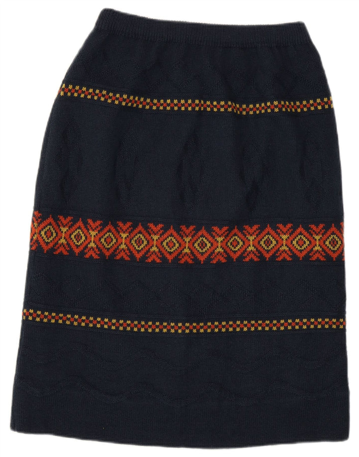 Gonna longuette da donna vintage W28 media blu navy a rombi/diamante