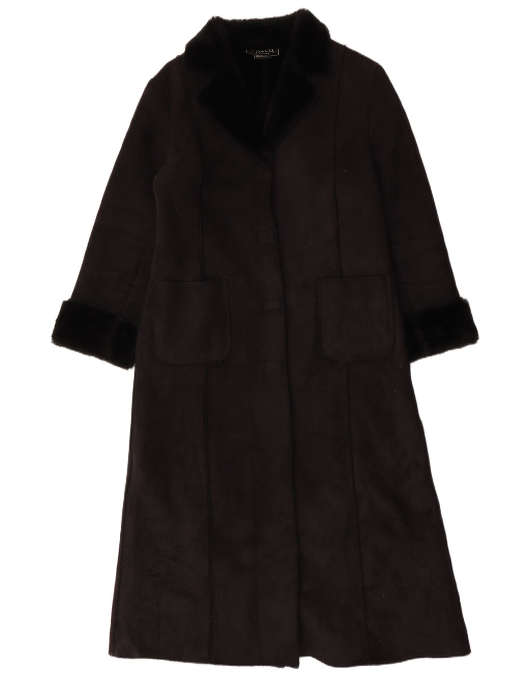 Cappotto sherpa oversize da donna vintage UK 16 grande poliestere nero