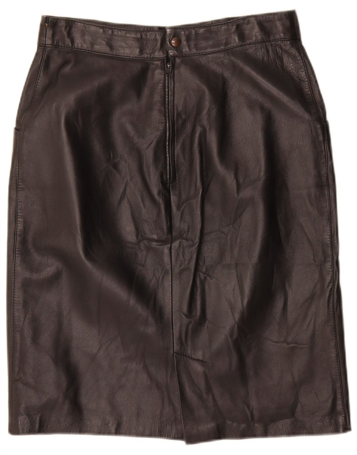 Gonna in pelle vintage da donna IT 44 media W28 in pelle nera geometrica