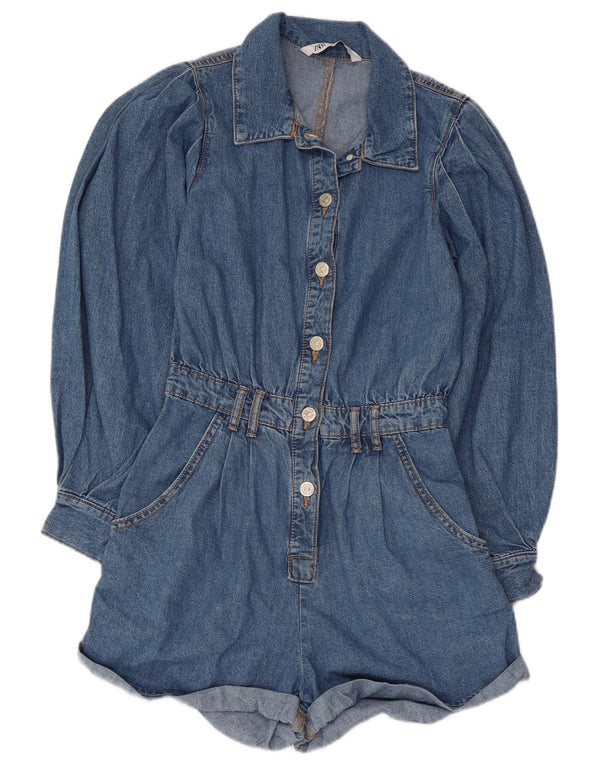 Tutina corta in denim da donna Zara UK 4 XS blu cotone