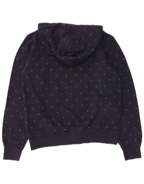 Felpa con cappuccio grafica da donna Champion UK 14 Large in cotone maculato blu navy