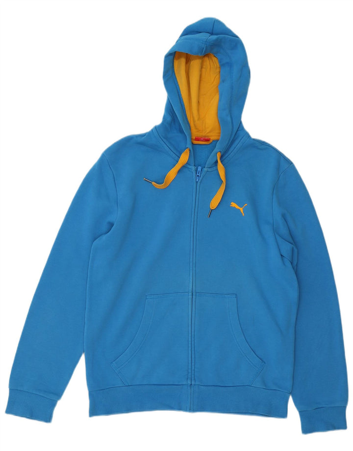 PUMA Mens Zip Hoodie Sweater Small Blue Cotton