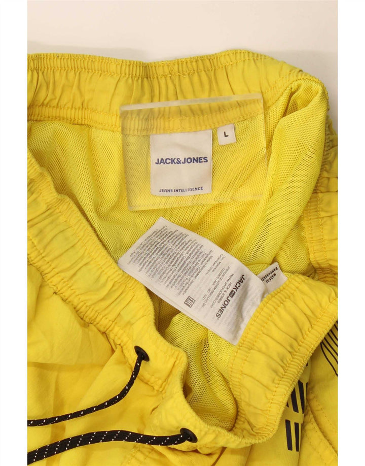 Pantaloncini da bagno grafici da uomo Jack & Jones grandi in poliestere giallo