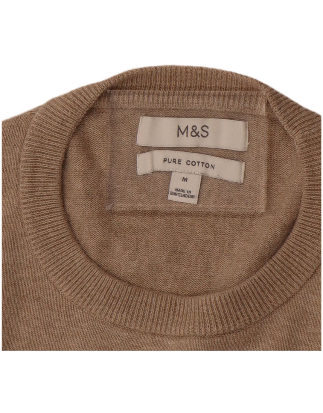 Maglione maglione girocollo da uomo Marks & Spencer in cotone beige medio
