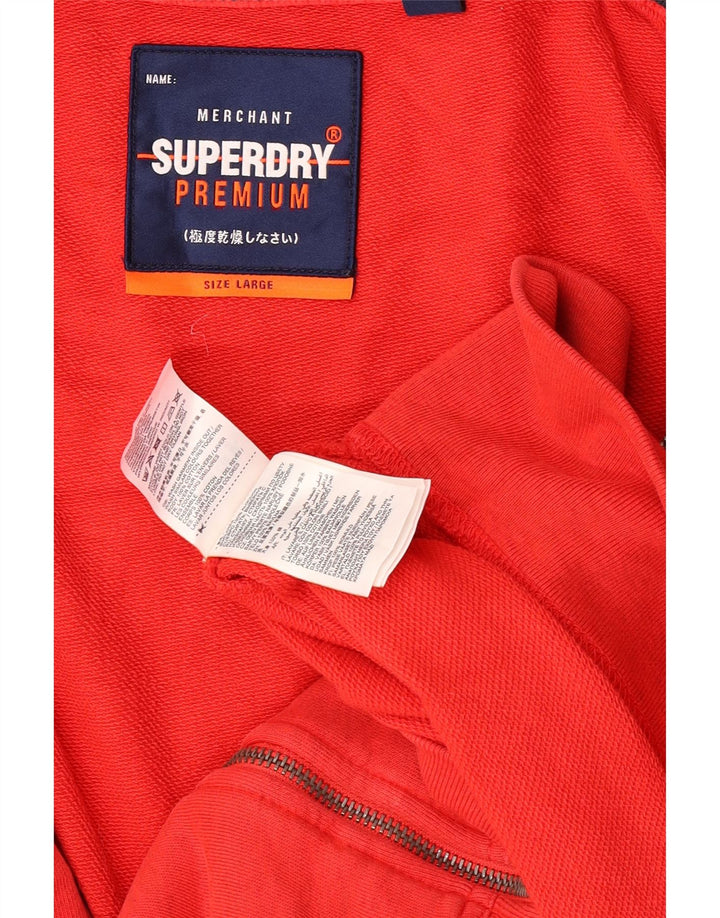 Maglione con cappuccio e zip da uomo Superdry grande in cotone rosso
