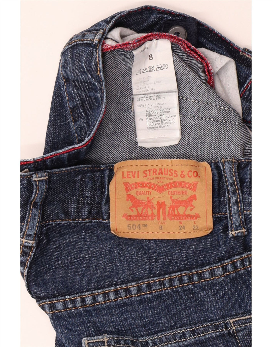 LEVI'S Boys 504 Straight Jeans 7-8 Years W24 L22 Blue Cotton