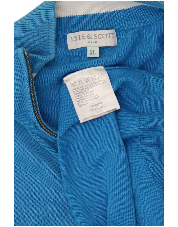 Lyle & Scott Maglione da uomo con zip e collo XL in cotone blu