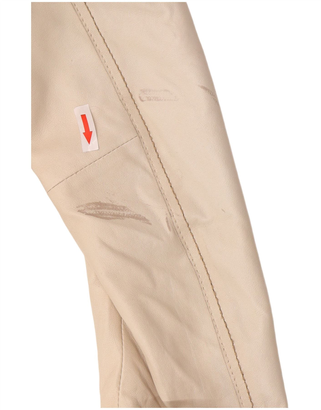 Giacca blazer in pelle corta da donna vintage UK 8 piccola beige
