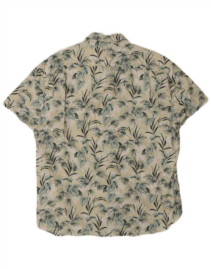 J. CREW Camicia a maniche corte da uomo XL in cotone floreale giallo hawaiano