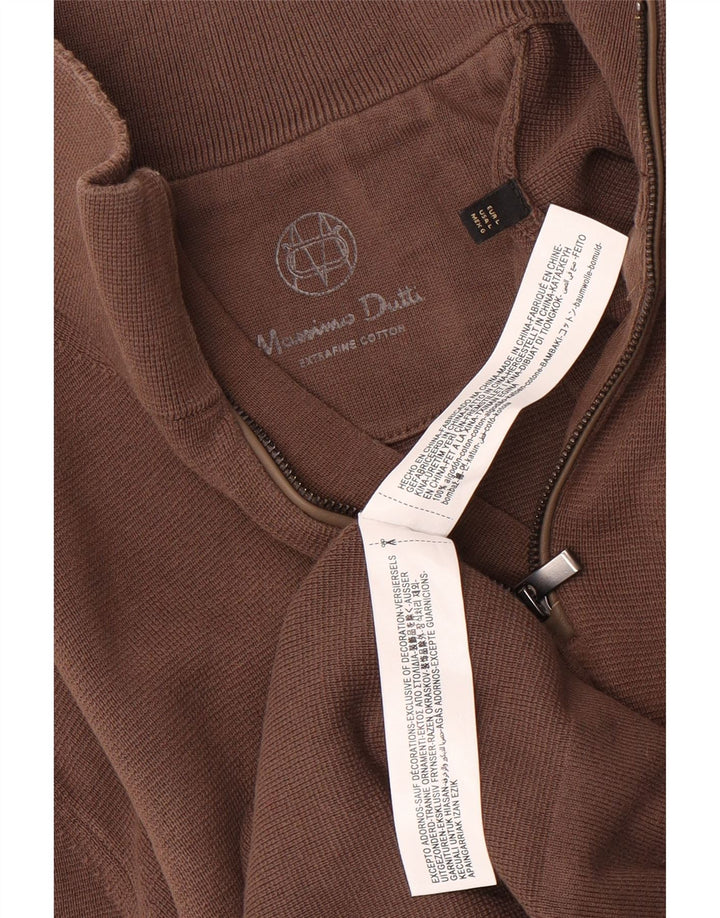 Massimo Dutti Maglione da uomo con zip e collo grande in cotone marrone