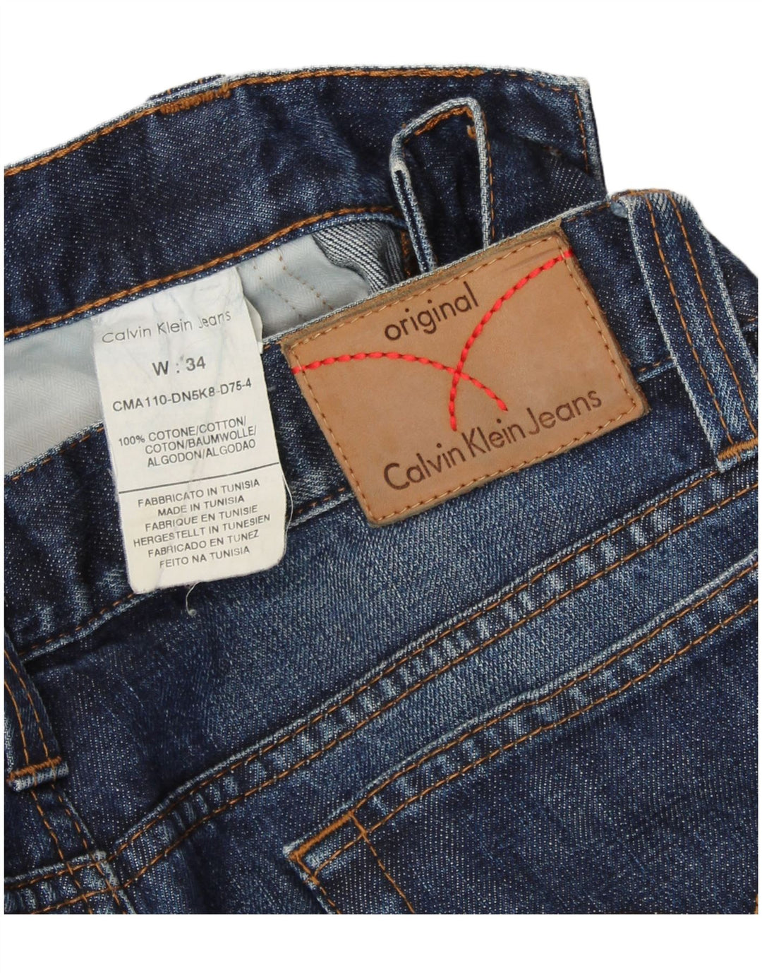 CALVIN KLEIN Jeans dritti da uomo W34 L32 Blu Cotone