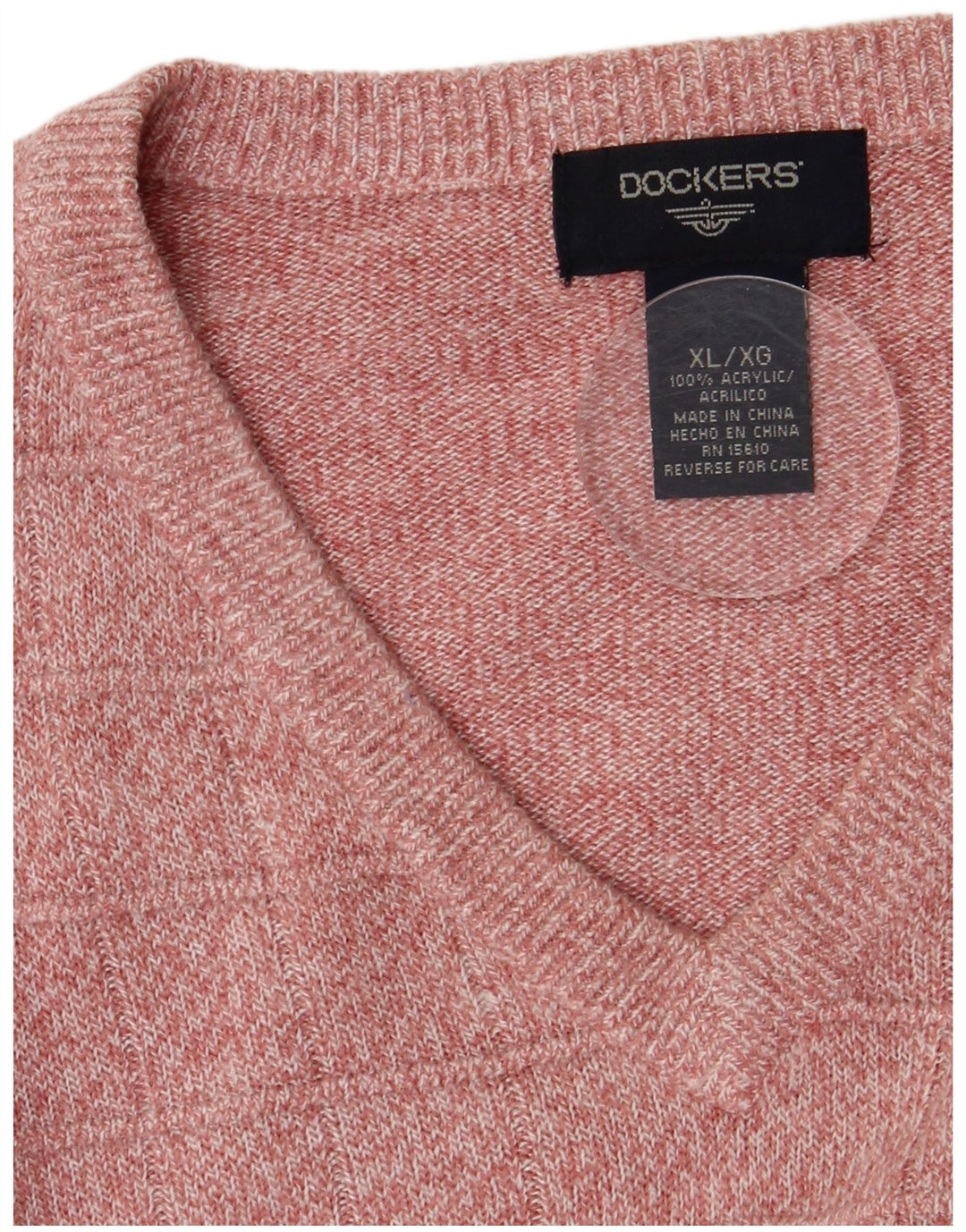 Maglione da uomo con scollo a V Dockers XL in cotone screziato rosa