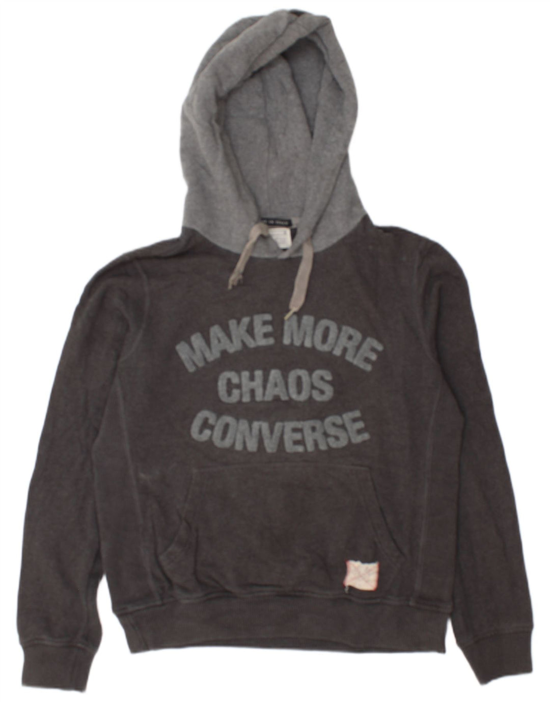 Felpa con cappuccio grafica da uomo Converse piccola in cotone grigio