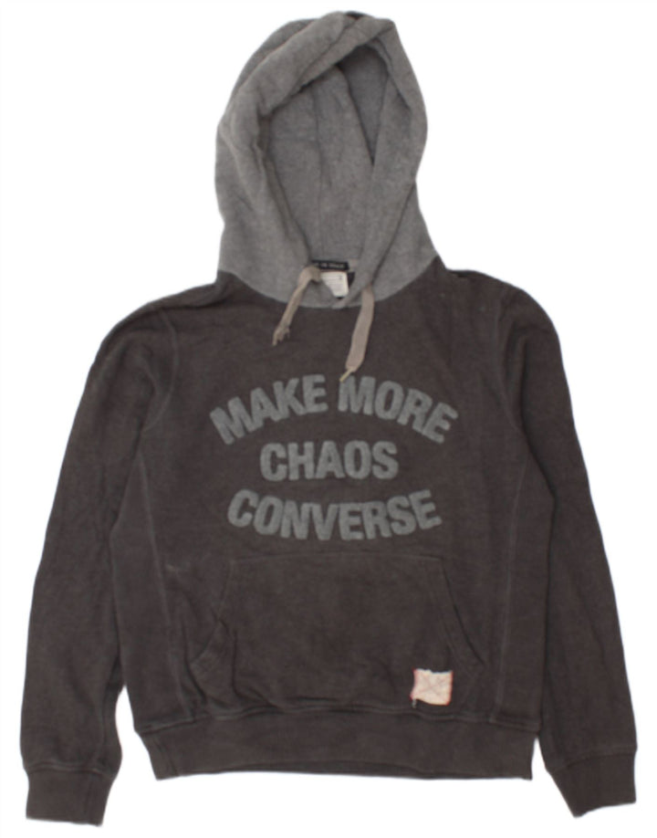 Felpa con cappuccio grafica da uomo Converse piccola in cotone grigio