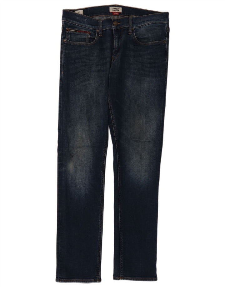 Jeans slim da uomo Tommy Hilfiger W34 L32 cotone blu navy