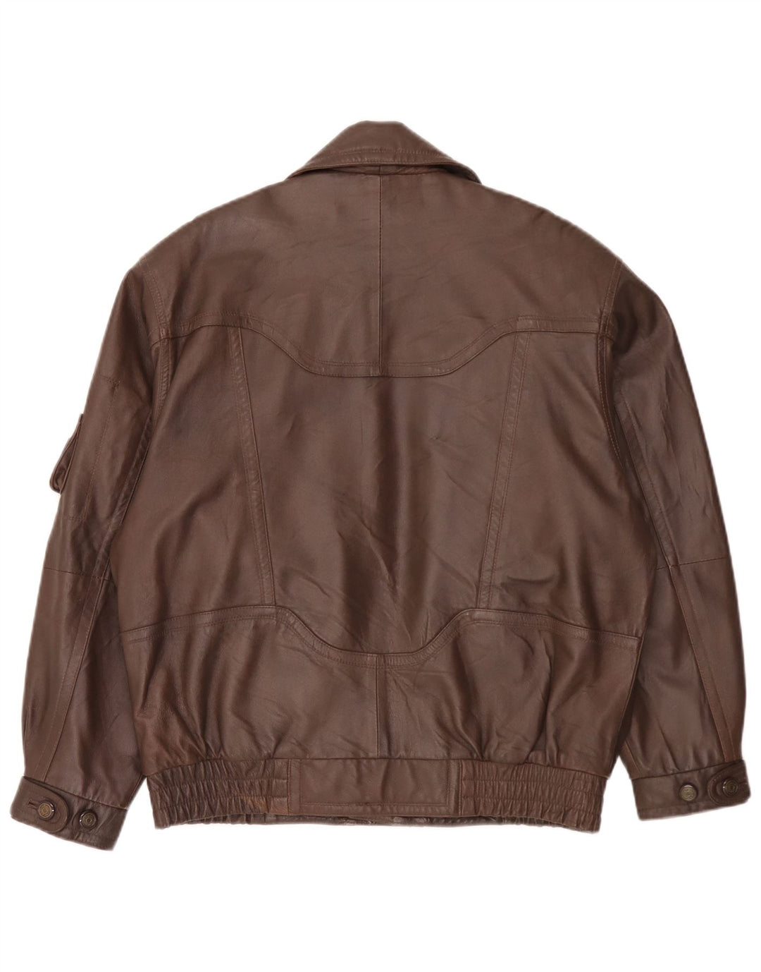 Giacca in pelle vintage da uomo IT 48 Marrone medio