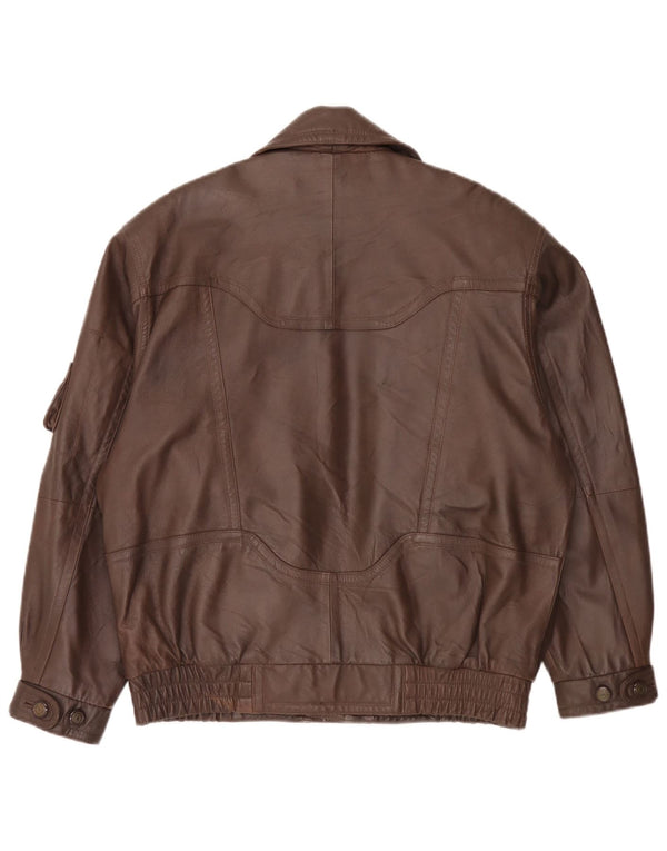 Giacca in pelle vintage da uomo IT 48 Marrone medio