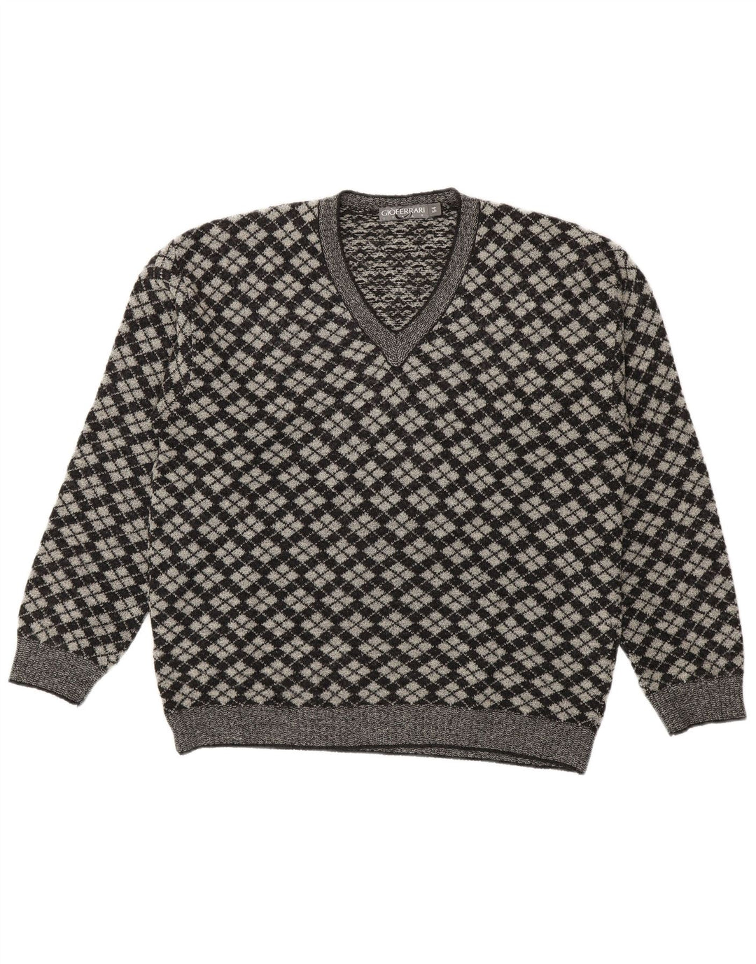 Maglione Gioferrari da uomo con scollo a V IT 54 XL Grigio Argyle/Diamante