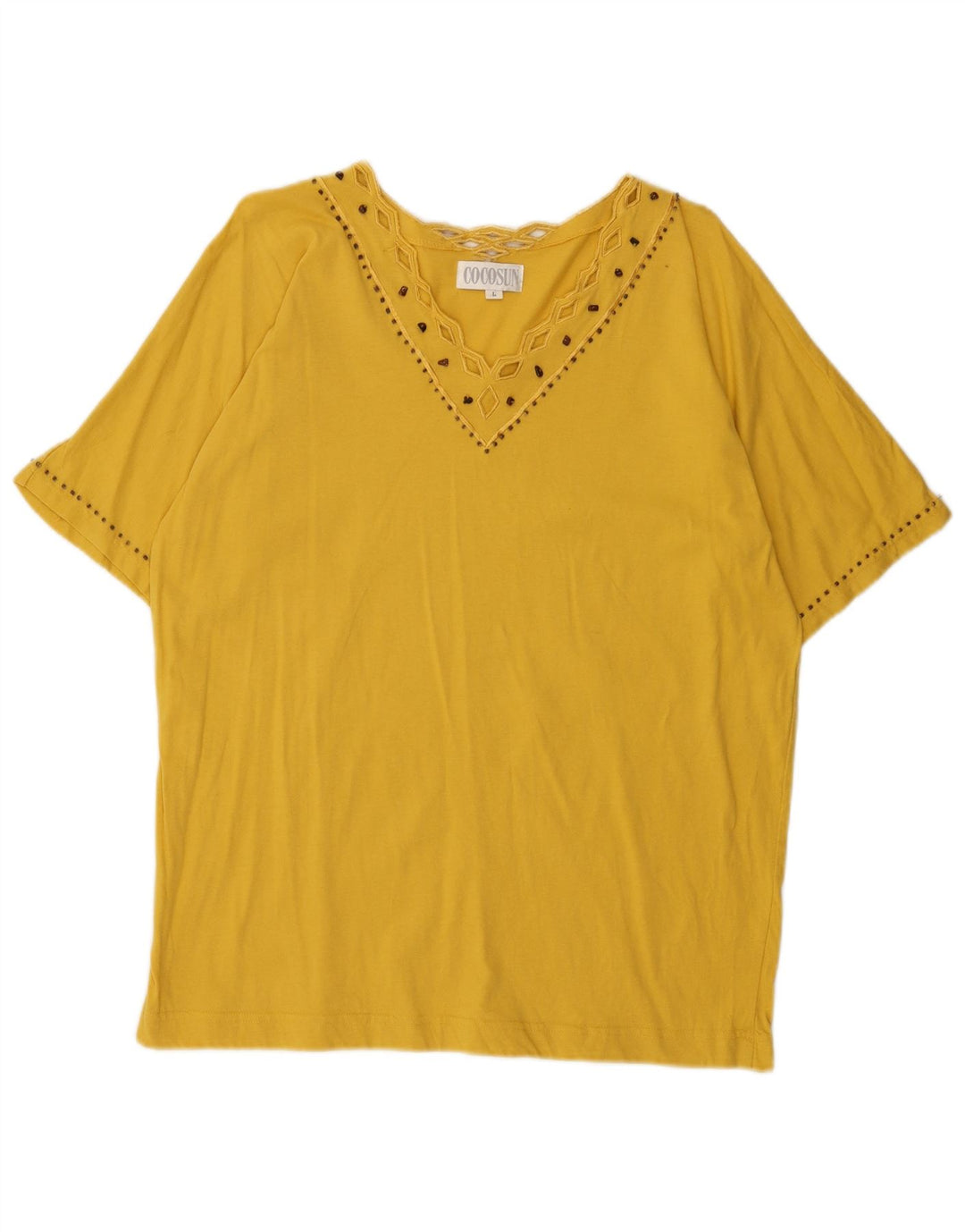 Camicetta da donna vintage Top UK 16 grande cotone giallo