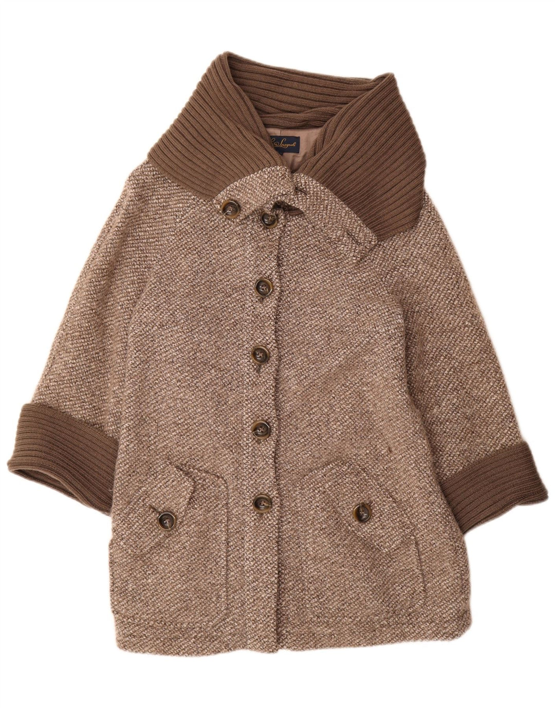 Cappotto da donna Luisa Spagnoli UK 14 Lana screziata marrone medio