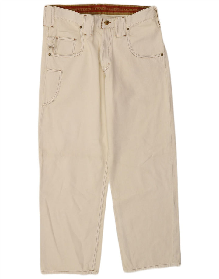 Jeans larghi cargo da uomo Ibiza W34 L30 cotone bianco