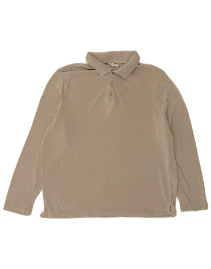 Polo a maniche lunghe da uomo Zara di colore grigio medio