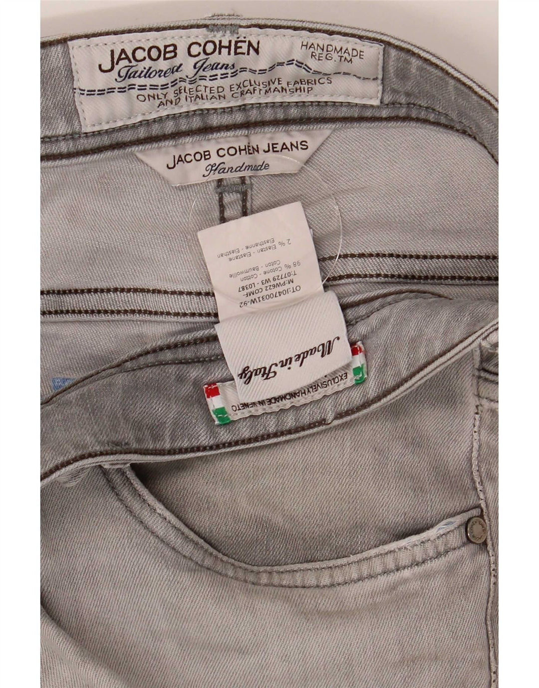 Jeans slim da uomo Jacob Cohen W34 L30 cotone grigio