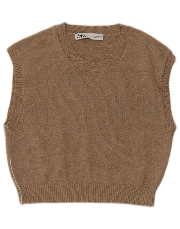 Canotta corta da donna Zara UK 12 Marrone medio