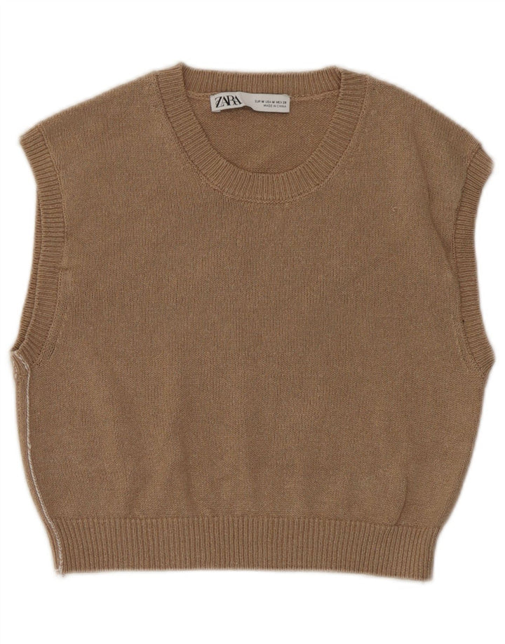 Canotta corta da donna Zara UK 12 Marrone medio