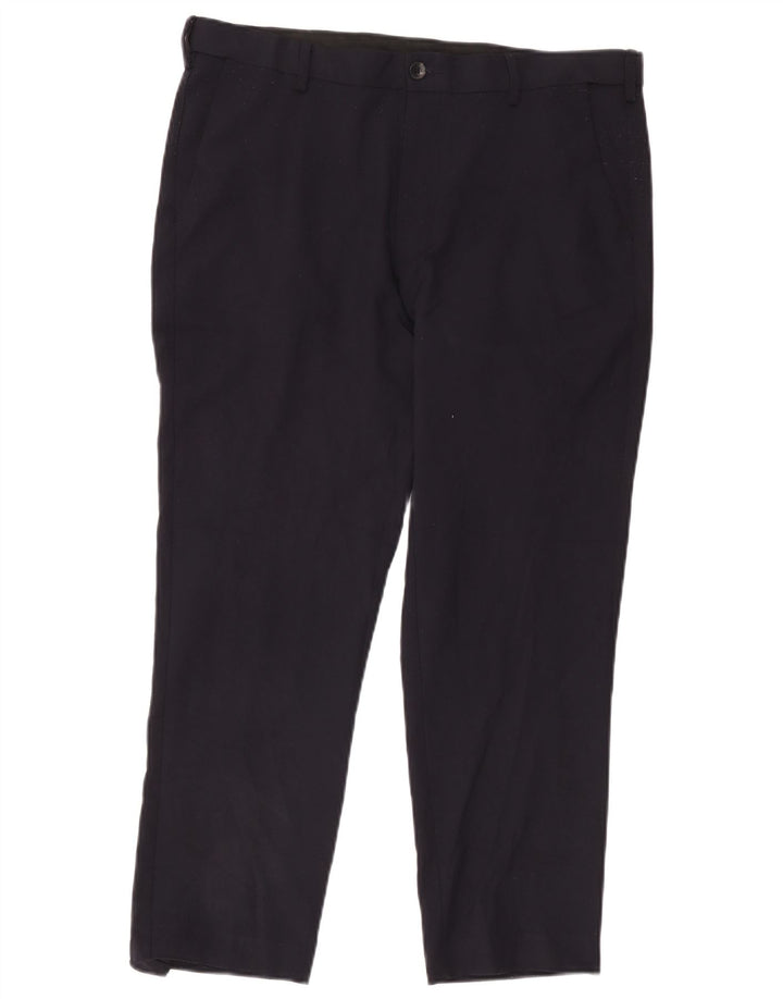 Pantaloni chino vestibilità regolare da uomo Marks & Spencer W36 L27 poliestere blu navy