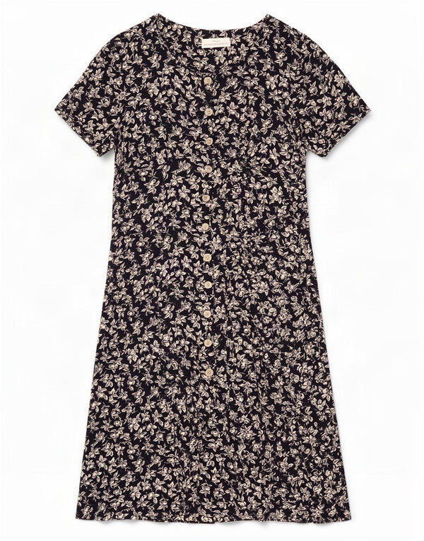 Abito a trapezio da donna Marks & Spencer UK 14 Grande viscosa floreale blu navy