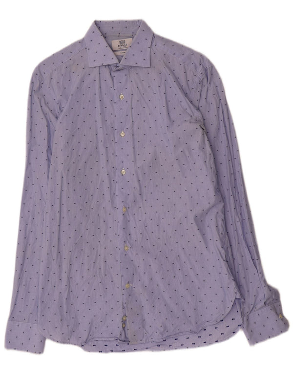 Camicia Boggi da uomo su misura taglia 40 15 3/4 gessato blu medio