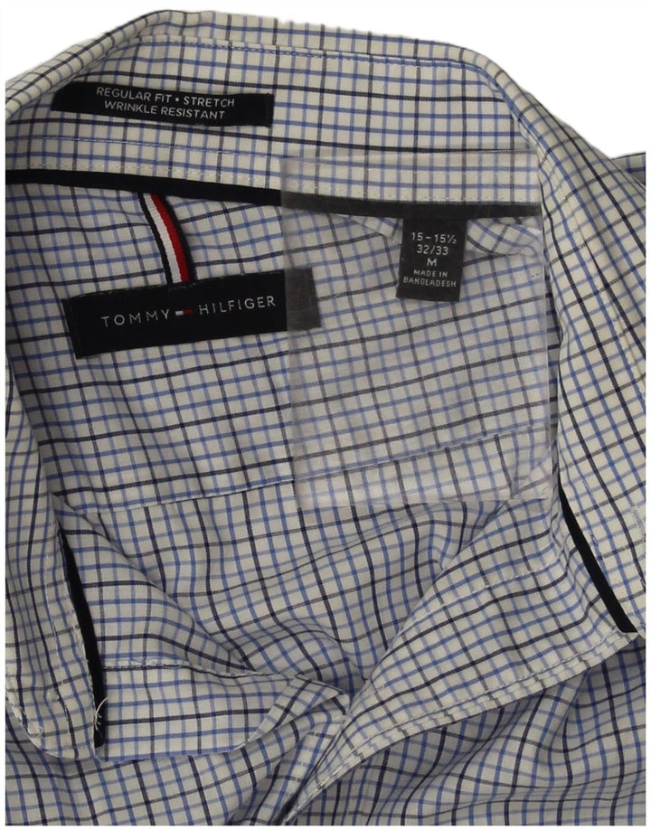 Camicia da uomo vestibilità regolare Tommy Hilfiger taglia 15 1/2 cotone a quadri blu medio