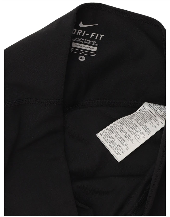 NIKE Womens Dri Fit Capri Leggings UK 12 Medium  Black Polyester