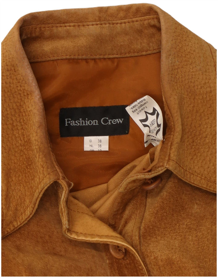 Camicia da donna overshirt VINTAGE in pelle scamosciata UK 12 Pelle beige media