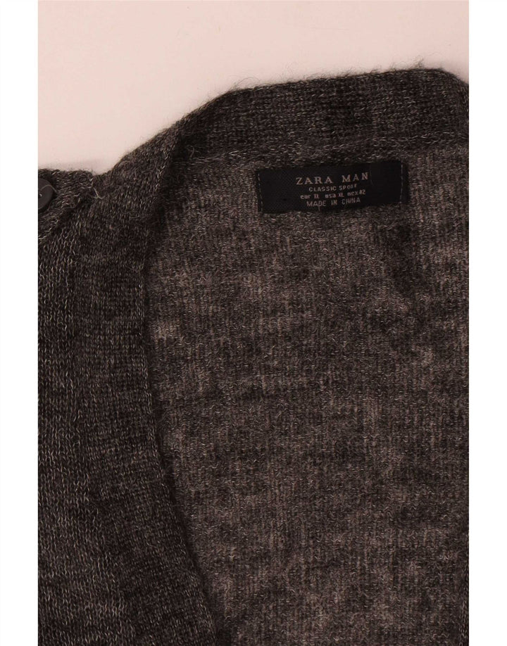 Maglione cardigan da uomo Zara XL acrilico chiazzato grigio