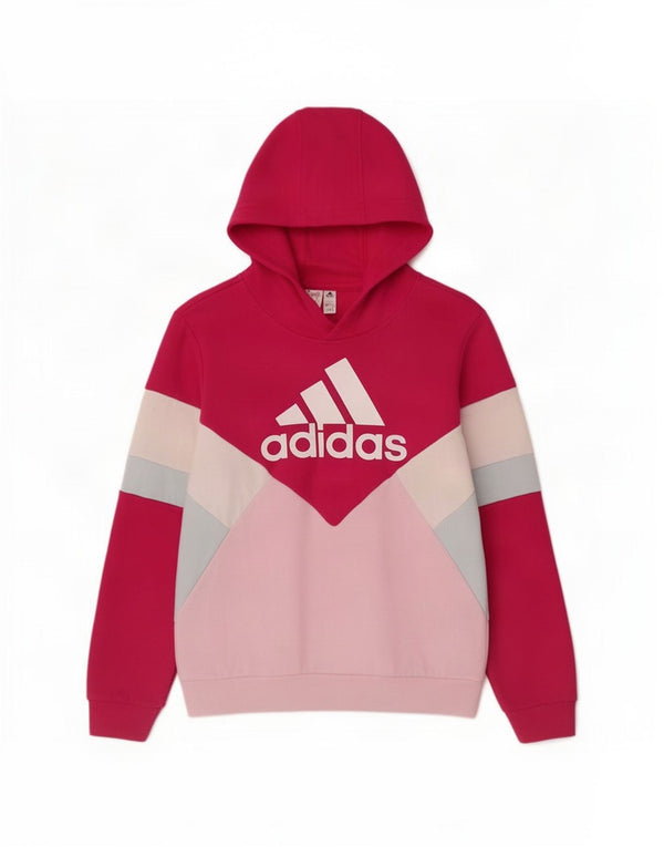 Felpa con cappuccio grafica per ragazze Adidas 11-12 anni in cotone color block rosa