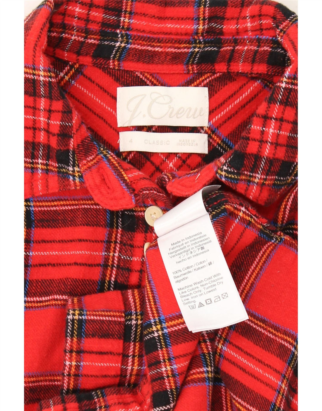 J. CREW Womens Oversized Classic Fit Flannel Shirt US 4 Small Red Check Vintage J. Crew and Second-Hand J. Crew from Messina Hembry 