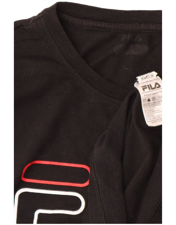 T-shirt grafica da uomo Fila Top in poliestere nero medio