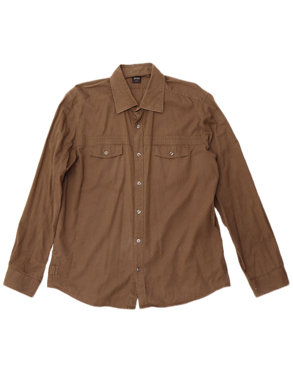 Camicia aderente da uomo HUGO BOSS XL Marrone