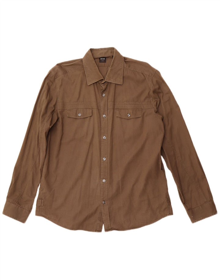 Camicia aderente da uomo HUGO BOSS XL Marrone