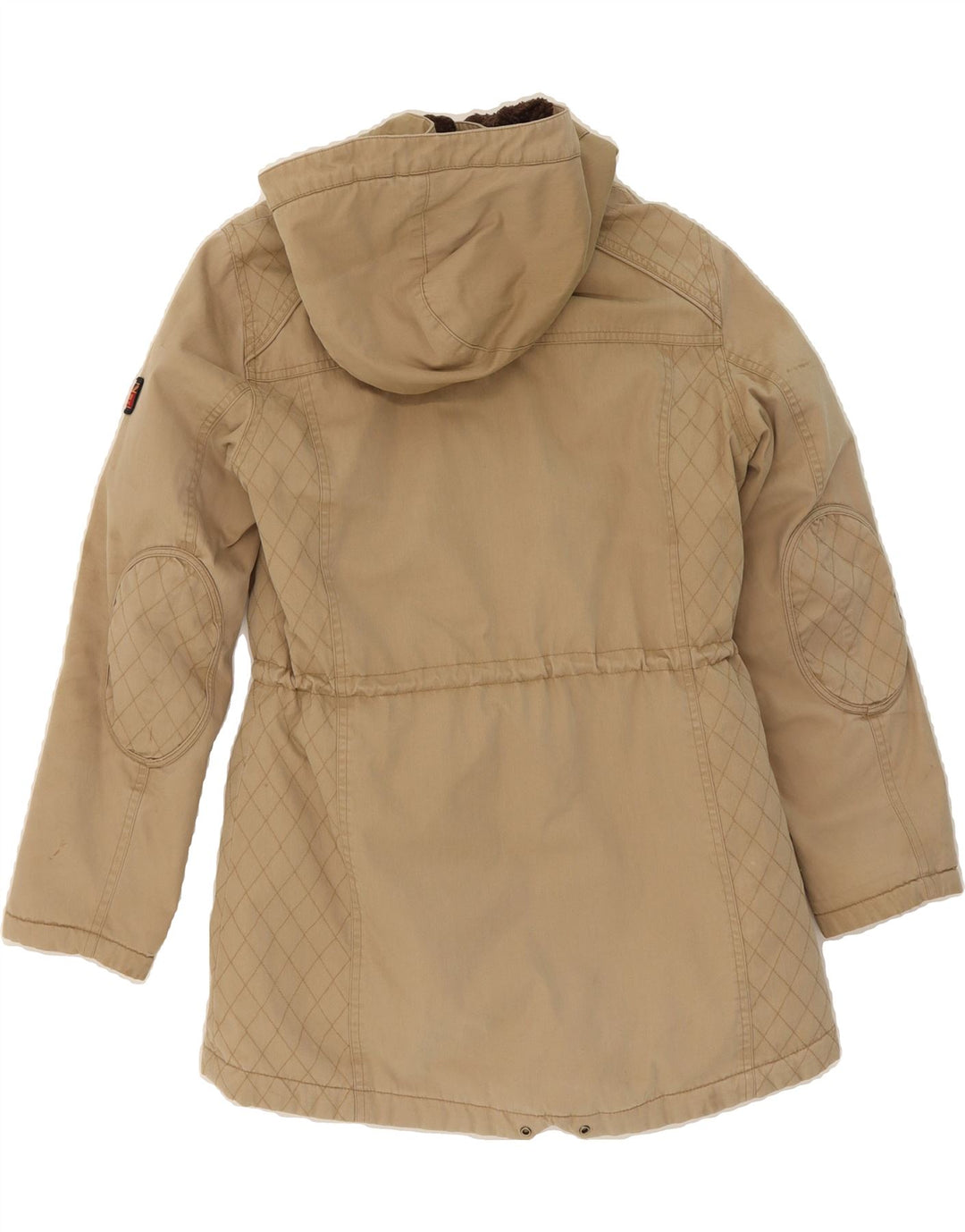 BARBOUR Womens Hooded Parka Jacket UK 12 Medium Beige Cotton Vintage Barbour and Second-Hand Barbour from Messina Hembry 