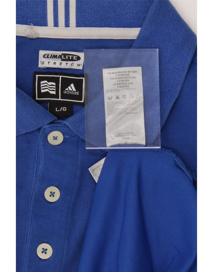 ADIDAS Mens Climalite Polo Shirt Large Blue Cotton Vintage Adidas and Second-Hand Adidas from Messina Hembry 